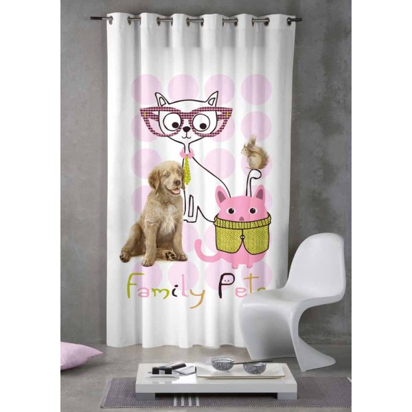 Κουρτίνες με τρουκς Family Pets Pink (140x260)